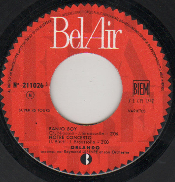 Orlando (7) Accompagné Par Raymond Lefèvre Et Son Grand Orchestre : Fattouma (7", EP)