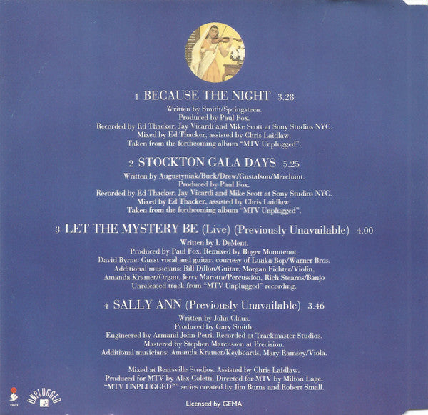 10,000 Maniacs : Because The Night (MTV Unplugged) (CD, Single)