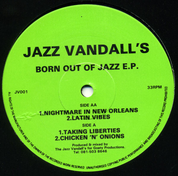Jazz Vandall's : Born Out Of Jazz E.P. (12", EP)