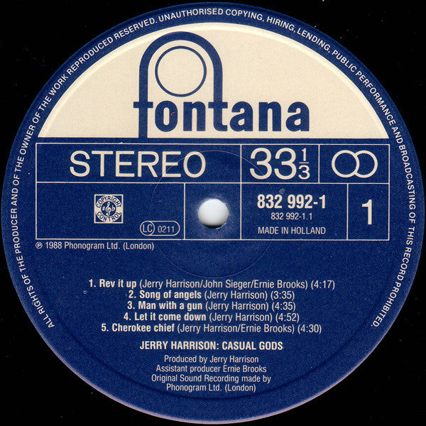 Jerry Harrison: Casual Gods : Casual Gods (LP, Album)