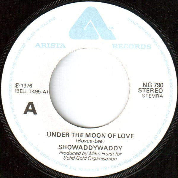 Showaddywaddy : Under The Moon Of Love (7", Single, Whi)
