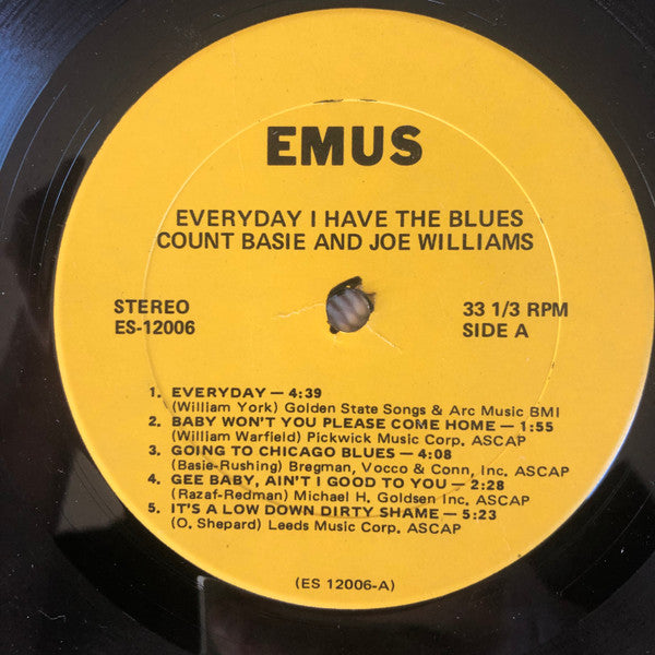 Joe Williams, Count Basie And His Orchestra* : Everyday I Have The Blues (LP, Album, RE)