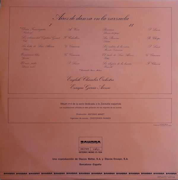 Enrique Garcia Asensio, English Chamber Orchestra : Aires De Danza En La Zarzuela  (LP, Gat)
