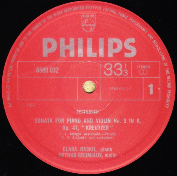 Ludwig Van Beethoven - Clara Haskil, Arthur Grumiaux : "Kreutzer" Sonata / "Spring" Sonata (LP, Comp)