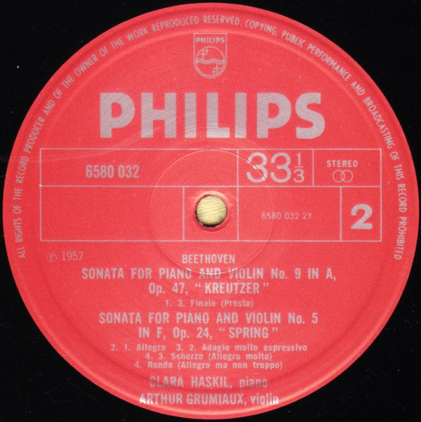 Ludwig Van Beethoven - Clara Haskil, Arthur Grumiaux : "Kreutzer" Sonata / "Spring" Sonata (LP, Comp)