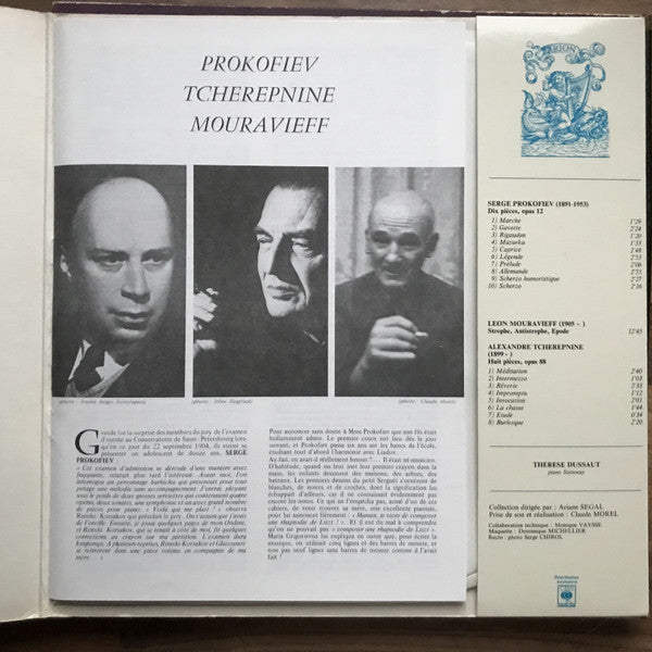 Sergei Prokofiev, Leon Mouravieff, Alexander Tcherepnin - Thérèse Dussaut : Prokofiev - Mouravieff - Tcherepnine (LP, RP)
