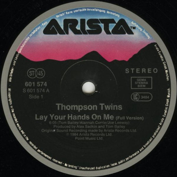 Thompson Twins : Lay Your Hands On Me (12", Single)