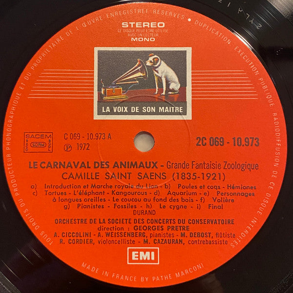 Francis Poulenc / Camille Saint-Saëns - Orchestre De La Société Des Concerts Du Conservatoire, Georges Prêtre, Aldo Ciccolini, Alexis Weissenberg : Les Animaux Modèles / Le Carnaval Des Animaux (LP, RE, Gat)