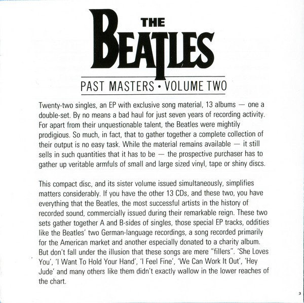 The Beatles : Past Masters • Volume Two (CD, Comp, RP, Swi)