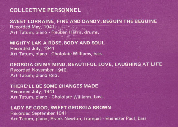 Art Tatum : Live Sessions 1940 / 1941 (LP)