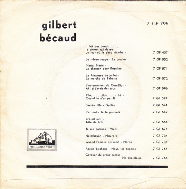 Gilbert Bécaud : Et Maintenant / Toi, Le Musicien (7", Single, Pur)