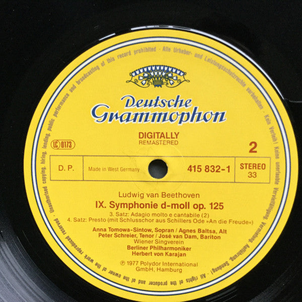 Ludwig van Beethoven, Herbert von Karajan, Berliner Philharmoniker, Anna Tomowa-Sintow, Agnes Baltsa, Peter Schreier, José van Dam, Wiener Singverein : Symphonie Nr. 9 (LP, RE, RM)