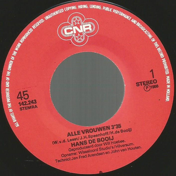 Hans De Booy : Alle Vrouwen (7", Single)