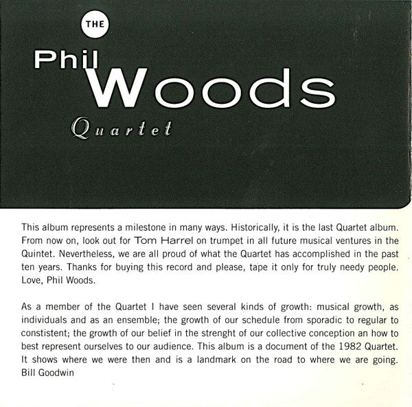 The Phil Woods Quartet : From New York (CD)