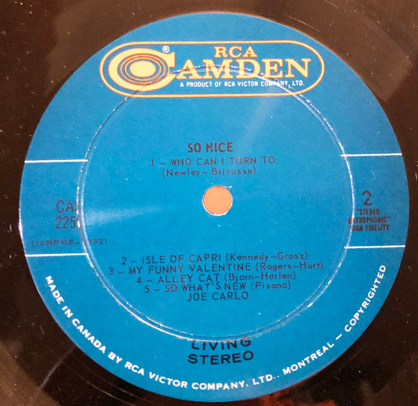 Joe Carlo (3) : So Nice (LP, Album)