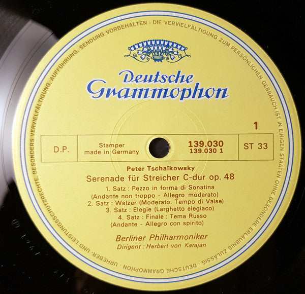 Pyotr Ilyich Tchaikovsky, Berliner Philharmoniker Direction :  Herbert von Karajan : Casse-Noisette - Sérénade Pour Cordes (LP, RE)