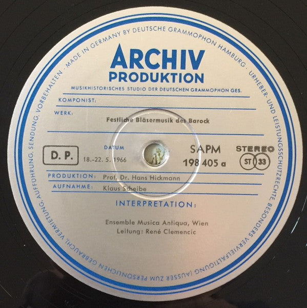 Musica Antiqua Wien • René Clemencic : Festliche Bläsermusik Des Barock (LP, Tri)