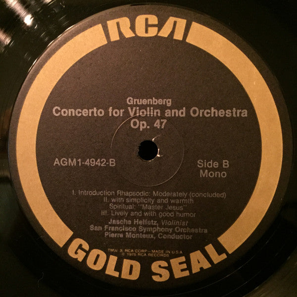 Jascha Heifetz, William Primrose, Emanuel Feuermann, Ernst von Dohnányi, Louis Gruenberg, Pierre Monteux, San Francisco Symphony : Dohnanyi Serenade In C  - Gruenberg Violin Concerto (LP, Album, Mono, RE)