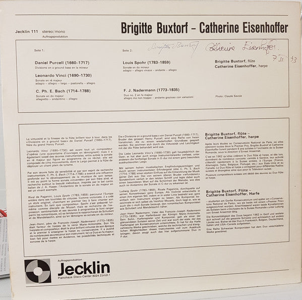 Brigitte Buxtorf, Cathérine Eisenhoffer : Brigitte Buxtorf - Catherine Eisenhoffer (LP)