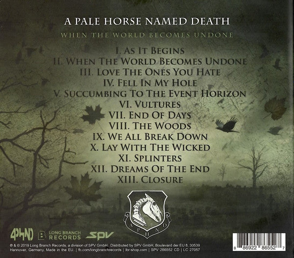 A Pale Horse Named Death : When The World Becomes Undone (CD, Album, Dig)