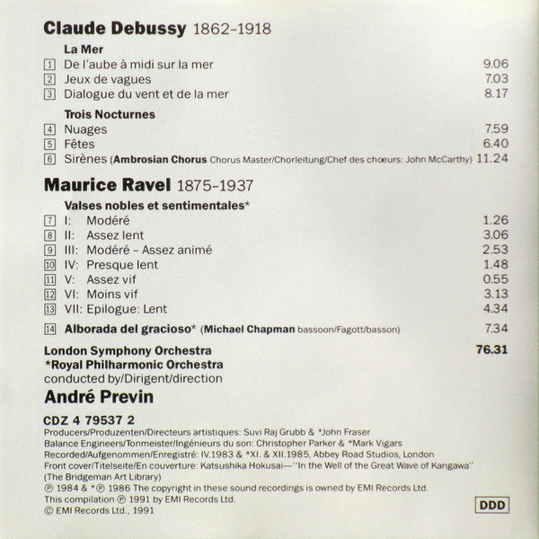 Claude Debussy, Maurice Ravel, André Previn, London Symphony Orchestra, Royal Philharmonic Orchestra : Orchestral Music: La Mer • Nocturnes • Valses Nobles Et Sentimentales • Alborada Del Gracioso (CD, Comp)
