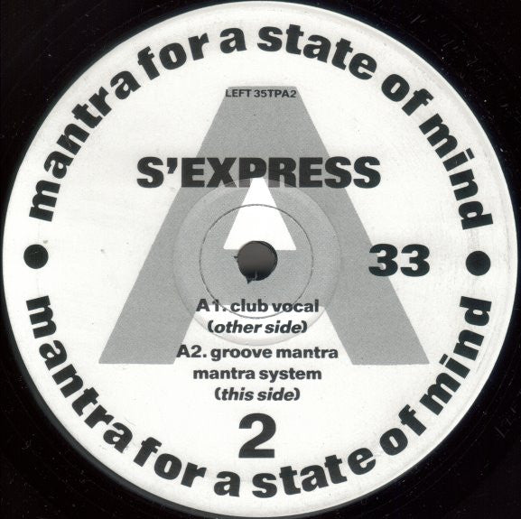 S'Express : Mantra For A State Of Mind (12", Promo)
