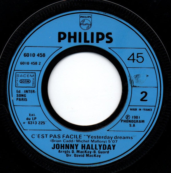 Johnny Hallyday : J'en Ai Marre (7", Single)