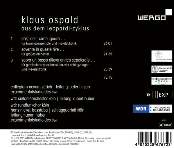 Klaus Ospald : Aus Dem Leopardi-Zyklus (CD)