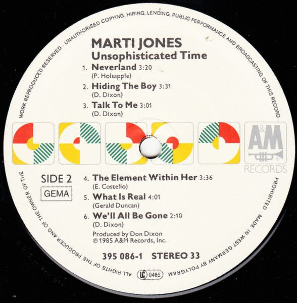 Marti Jones : Unsophisticated Time (LP, Album)