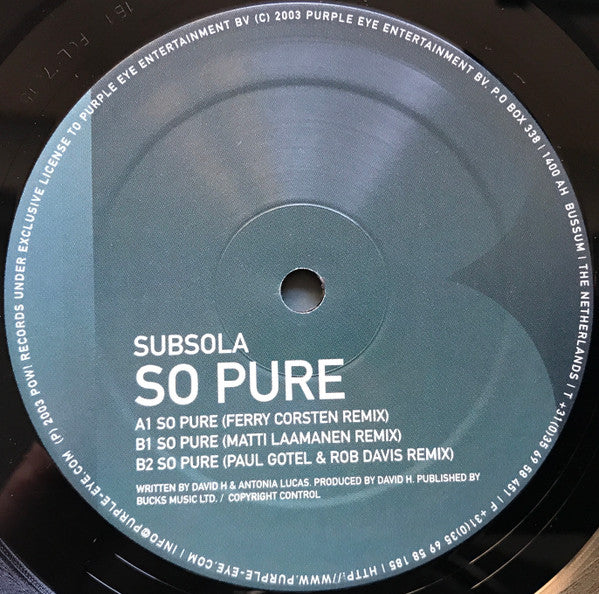 Subsola : So Pure (12")