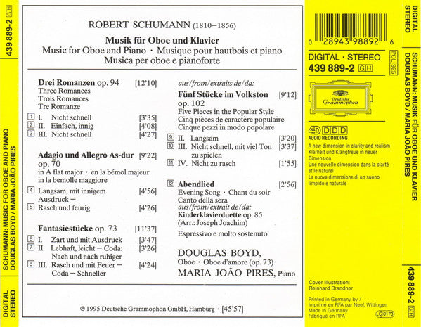Robert Schumann, Douglas Boyd, Maria-João Pires : »Fantasiestücke« • Musik Für Oboe & Klavier = Music For Oboe & Piano (CD, 4D )