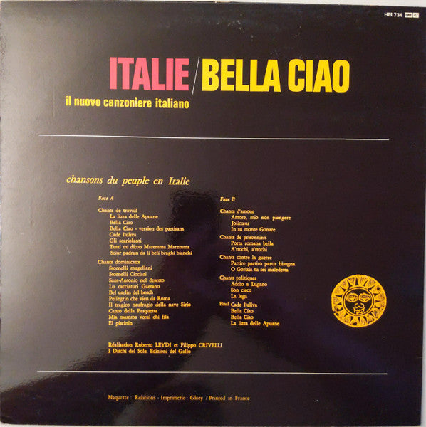 Il Nuovo Canzoniere Italiano : Italie / Bella Ciao - Chansons Du Peuple En Italie (LP, Album, RE)