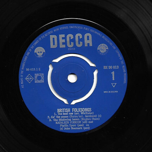 Kathleen Ferrier : The Kathleen Ferrier Memorial Series - British Folksongs (7", EP)