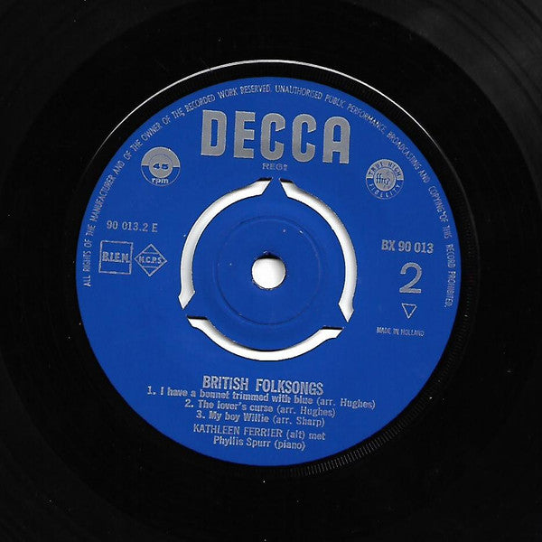 Kathleen Ferrier : The Kathleen Ferrier Memorial Series - British Folksongs (7", EP)