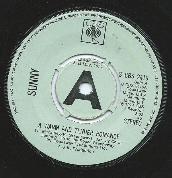 Sunny Leslie : A Warm And Tender Romance (7", Promo, Pre)