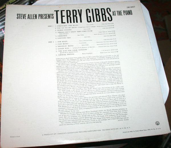 Steve Allen (3) Presents Terry Gibbs : At The Piano (LP, Album)