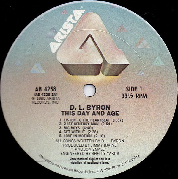 D.L. Byron : This Day And Age (LP, Album, Pit)
