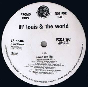 Lil' Louis & The World : Saved My Life (2x12", Promo)