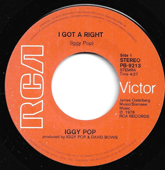 Iggy Pop : I Got A Right (7")