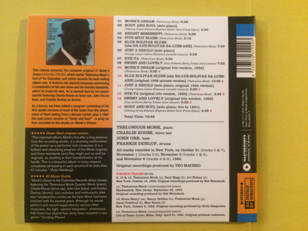 Thelonious Monk : Monk's Dream (CD, Album, RE, RM)