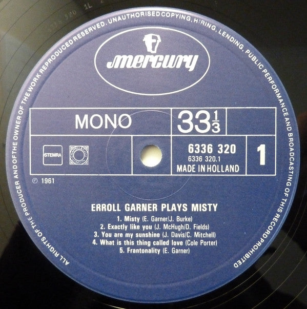 Erroll Garner : Misty (LP, Album, Mono, RE)