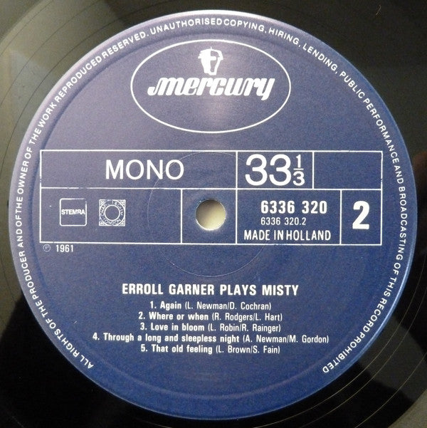 Erroll Garner : Misty (LP, Album, Mono, RE)