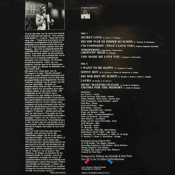 The Mat Mathews Orchestra Featuring Lee Towers : V.S.O.P. (Very Superior Old Pals) (LP, Album)