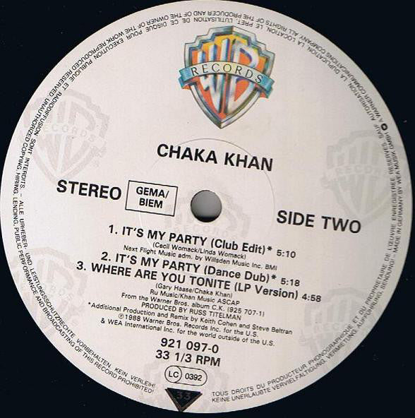 Chaka Khan : It's My Party (12")