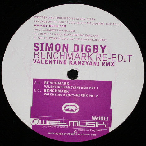 Simon Digby : Benchmark Re-Edit (Valentino Kanzyani Rmx) (12")