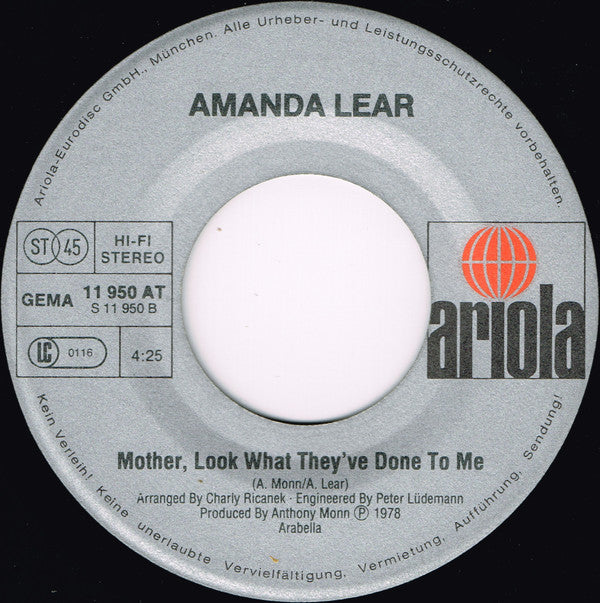 Amanda Lear : Follow Me (7", Single, Son)