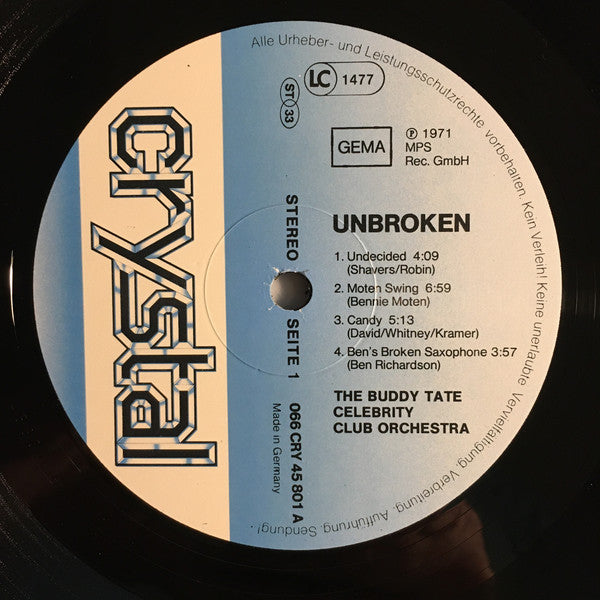 The Buddy Tate Celebrity Club Orchestra : Unbroken (LP, Album, RE)