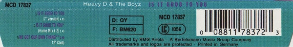 Heavy D. & The Boyz : Is It Good To You (CD, Single)