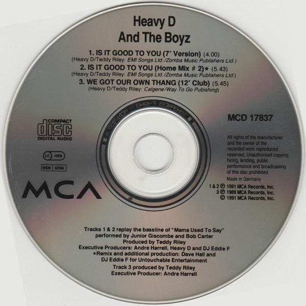 Heavy D. & The Boyz : Is It Good To You (CD, Single)