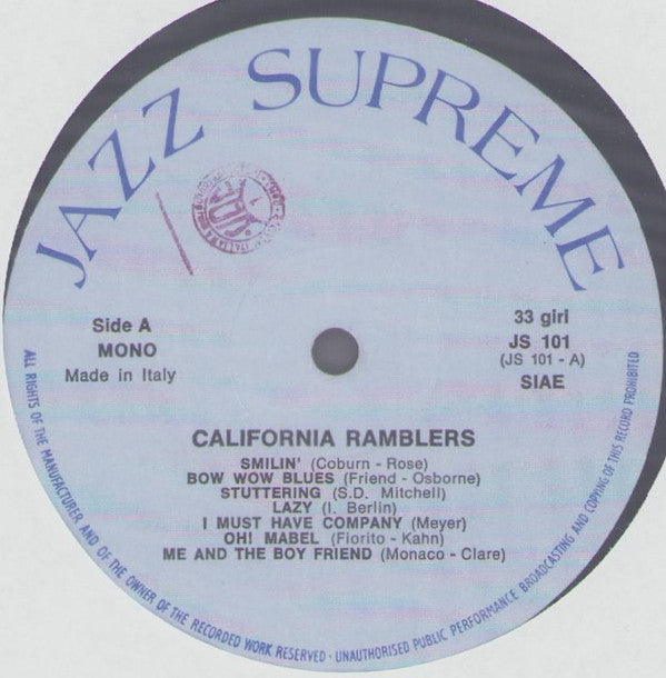 California Ramblers : California Ramblers (LP, Comp, Mono)